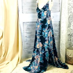 Free people blue black maxi dress